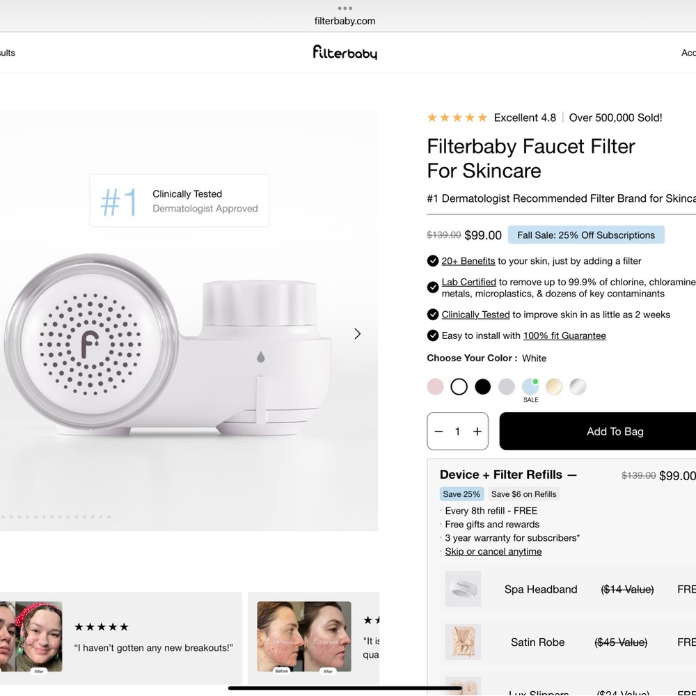 White Faucet Filter for Skincare